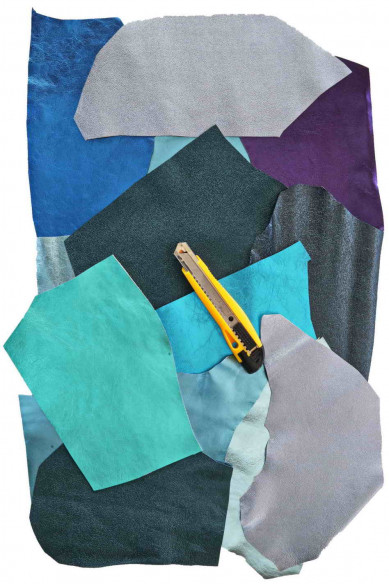 10 BLU TURCHOISE metallic leather scraps, smooth,SOLID tone, grain, thicknesses, softness various, random assortment