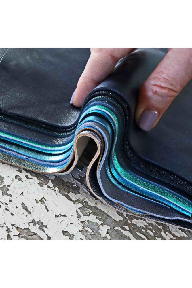 10 Ritagli di pelle Blu, Azzurro e...