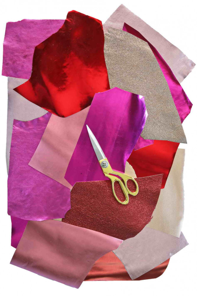 10 Ritagli di pelle ROSSO e ROSA...