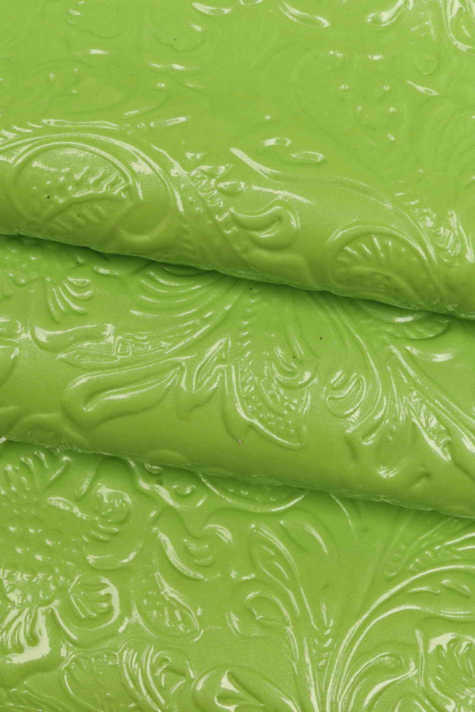 Floral embossed PATENT leather hide,...