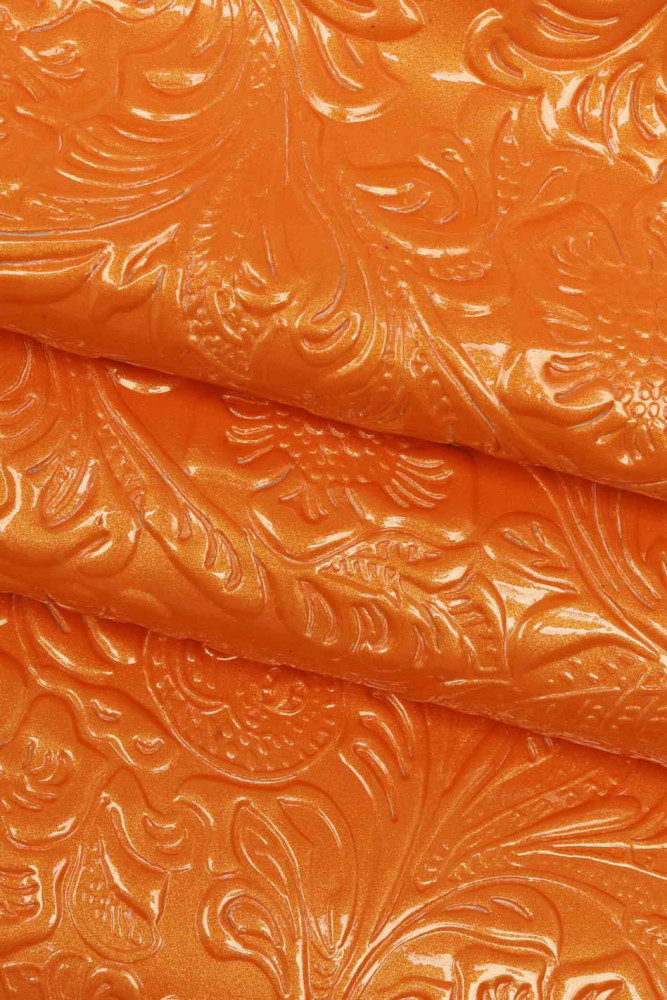 Floral embossed PATENT leather hide,...