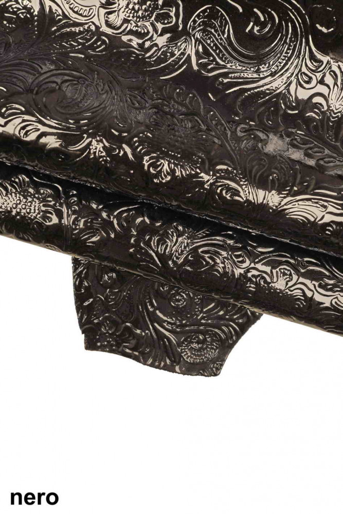 Floral embossed PATENT leather hide,...