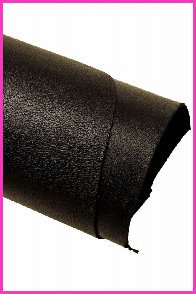 BLACK nappa SHEEPSKIN, solid color glossy lambskin, smooth soft leather skin B16475-TB