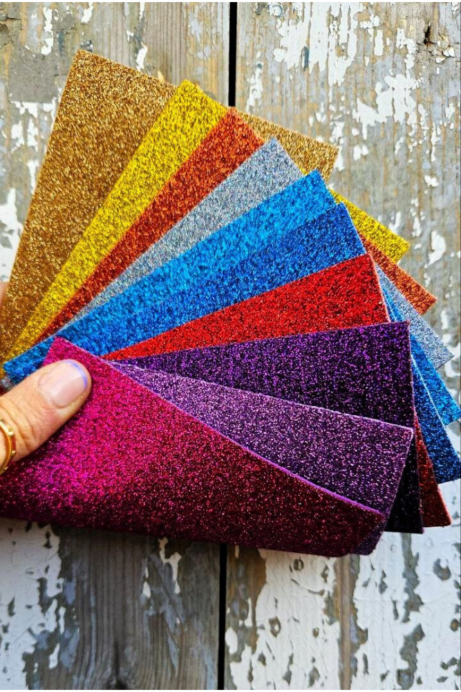10 Leather scraps, MULTICOLOR GLITTER...