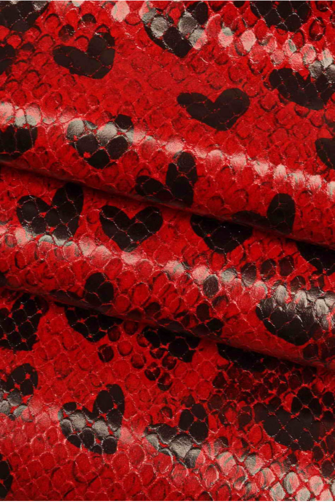 HEART printed leather hide,...