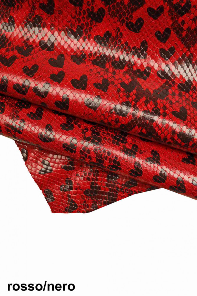 Pelle disegno CUORI, vitello stampato...