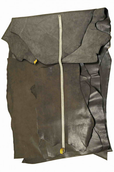 Pellame GRIGIO sportivo, vitello vintage con grana, pelle lucida morbida, 1.3-1.4 mm