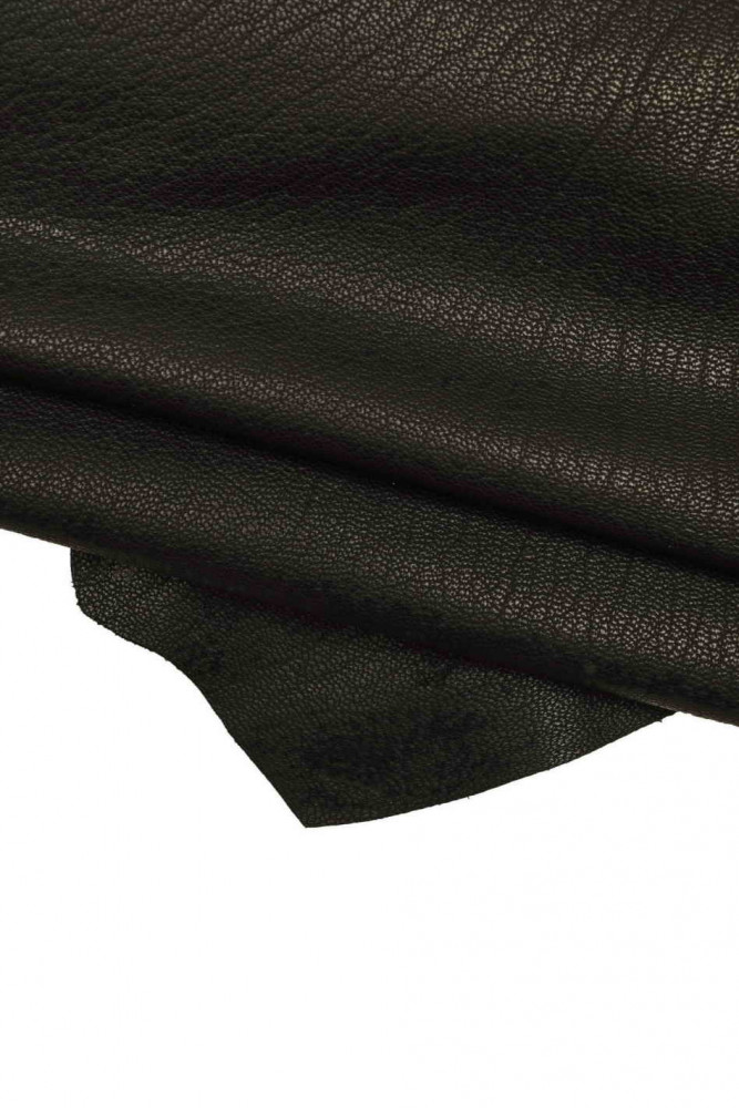 BLACK pebble grain printed leather skin, sporty soft goatskin, semi-glossy skin 1.2-1.4 mm