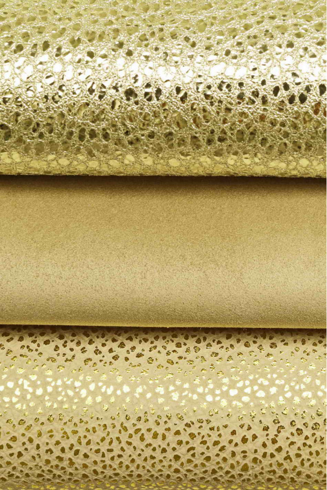 SET of 3 light gold beige leather...