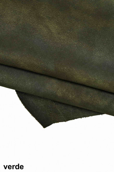 SPORTY leather hide, tiny pebble grain vintage goatskin with shades, metallic ades skin 1.3 - 1.5 mm