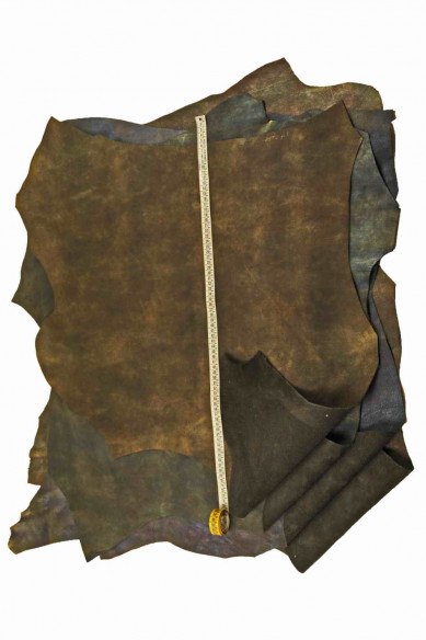 SPORTY leather hide, tiny pebble grain vintage goatskin with shades, metallic ades skin 1.3 - 1.5 mm