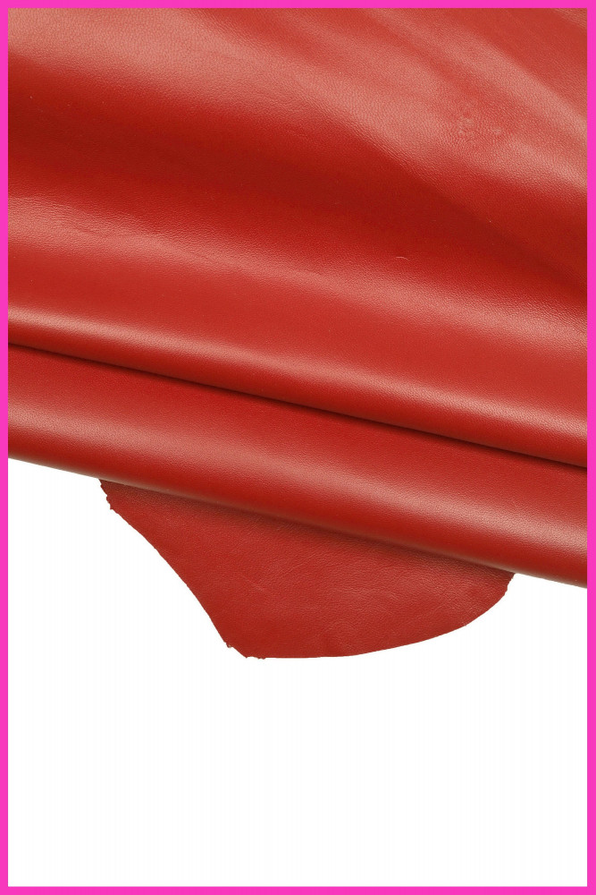 RED smooth LEATHER skin, glossy soft sheepskin, 0.7 -0.8 mm B16623-TU
