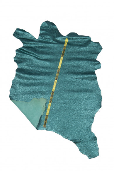 Petroleum GREEN leather skin, wrinkled metallic goatskin, bright soft skin, 0.9 - 1.0 mm