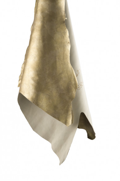 Pelle SCAMOSCIATA platino, capra laminata con leggera stampa camouflage, pellame di camoscio metallizzato stampato