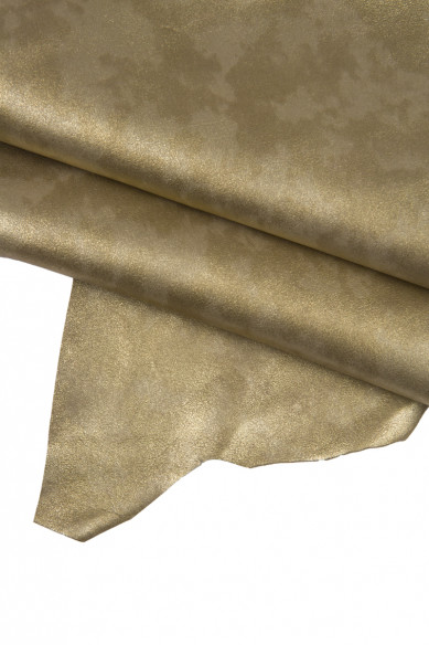 Pelle SCAMOSCIATA platino, capra laminata con leggera stampa camouflage, pellame di camoscio metallizzato stampato