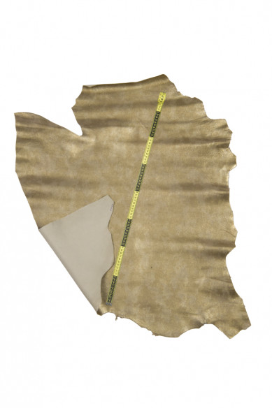 Pelle SCAMOSCIATA platino, capra laminata con leggera stampa camouflage, pellame di camoscio metallizzato stampato