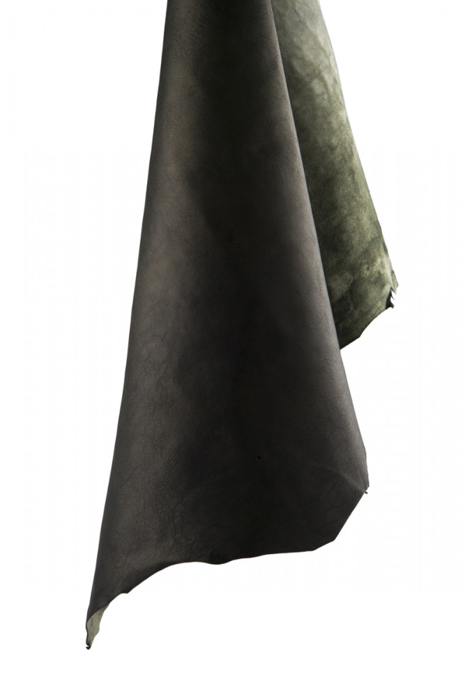 Pellame VINTAGE verde, pelle concia...