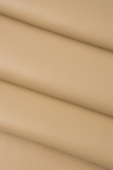 Cream beige brown SMOOTH leather skin, solid color nappa lambskin, flat soft sheepskin 0.8 - 1.0 mm