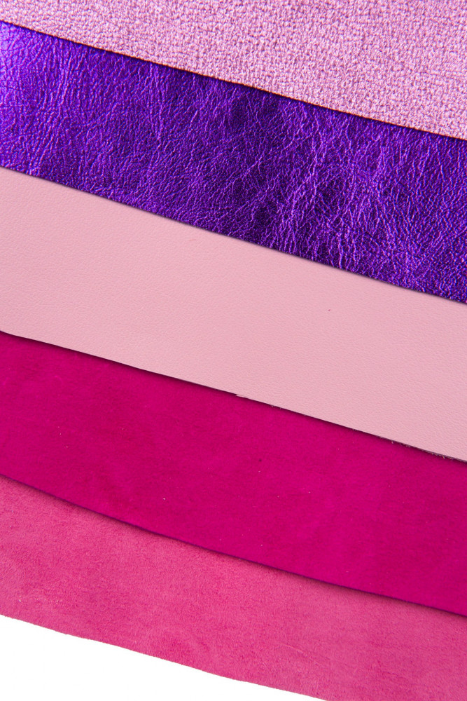 10 Selected leather scraps, PINK and...