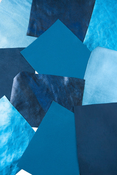 10 Ritagli di pellami unici selezionatI, toni BLU e AZZURRO, pezzi di pelle assortimento come da foto