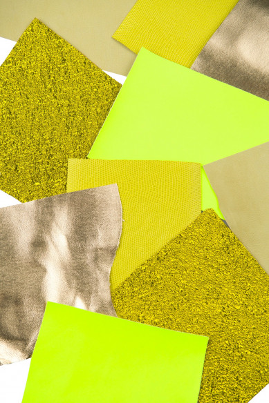 10 Selected leather scraps, GOLD and YELLOW color, mix colorful selection leather remnants as per pictures