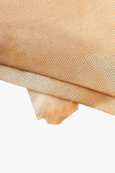 MIX of 4 beige brown leather hides, 3 perforated printed hair on leather skins and 1 smooth nappa lambskin as per picture