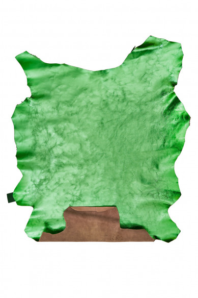 Capra LAMINATA VERDE smeraldo, pelle metallizzato liscio morbido, pelle lucida per artigianato e fai da te