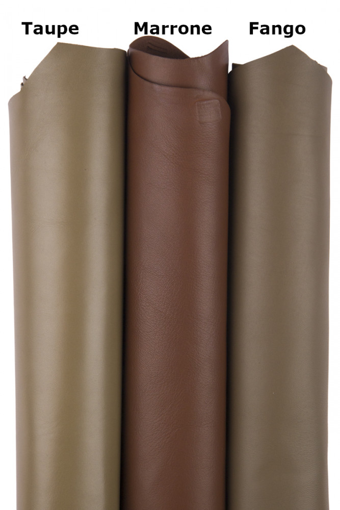 Brown mud taupe SMOOTH leather skin,...