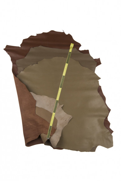 Pelle LISCIA marrone fango taupe, nappa su agnello morbida, pellame tinta unita liscio 0.8 - 1.0 mm