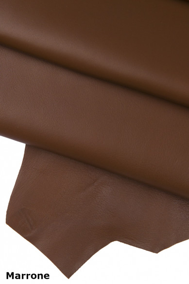 Brown mud taupe SMOOTH leather skin, soft sheepskin nappa, solid color flat lambskin, 0.8 - 1.0 mm