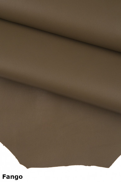 Pelle LISCIA marrone fango taupe, nappa su agnello morbida, pellame tinta unita liscio 0.8 - 1.0 mm