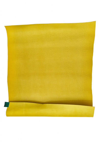 Pellame stampa LIZARD giallo, vitello lucido stampa rettile, pelle classica un po' rigida