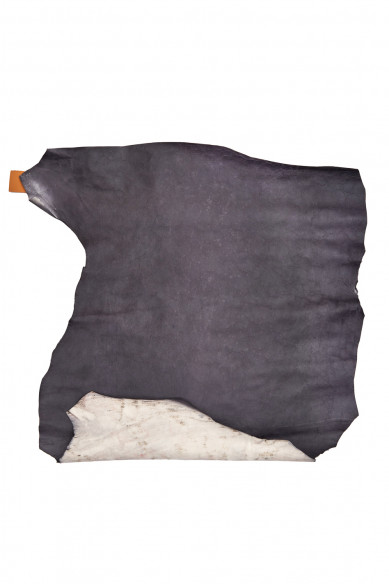 Grey SPORTY leather skin, wrinkled vintage goatskin, soft distressed quite glossy hide 0.8 - 1.0 mm