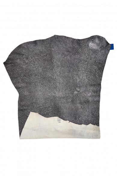 BLACK steelmetal leather skin, wrinkled goatskin, metallic aged distressed hide 0.9 - 1.0 mm
