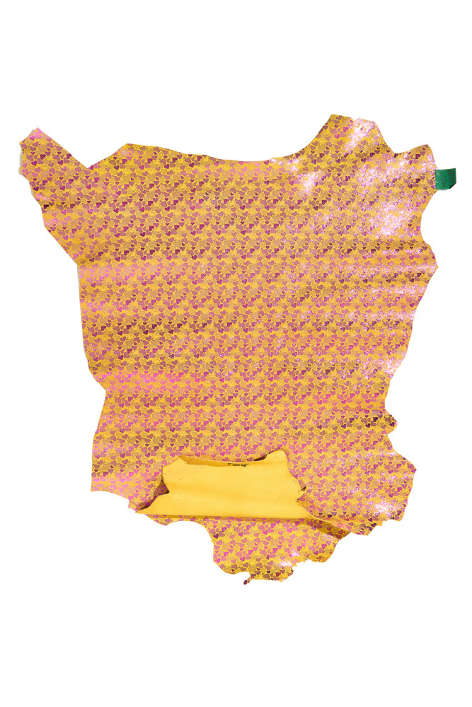 Yellow purple HEART textured leather...