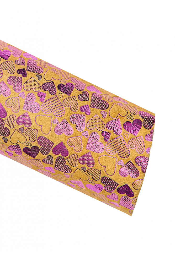 Pelle giallo viola stampa CUORI,...
