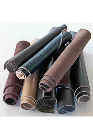 Leather pieces cow hide VERY THICK solid colors random assortment calf remnants thickness 1.5-2.5mm(4-6oz)  1 kg(2 lbs)