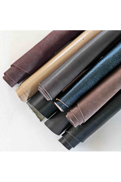 Leather pieces cow hide VERY THICK solid colors random assortment calf remnants thickness 1.5-2.5mm(4-6oz)  1 kg(2 lbs)