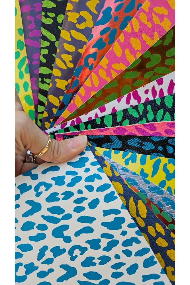 LEOPARD leather pieces, bright...