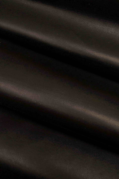 BLACK smooth THICK leather hide, sporty slightly wrinkled calfskin, genuine semi glossy Italian cowhide, 1.1 - 1.3 mm