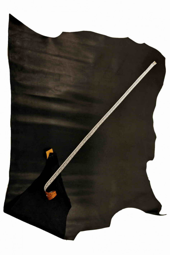 BLACK smooth THICK leather hide,...