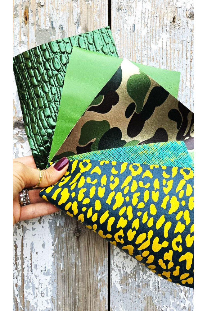 5 Selected leather scraps, GREEN...