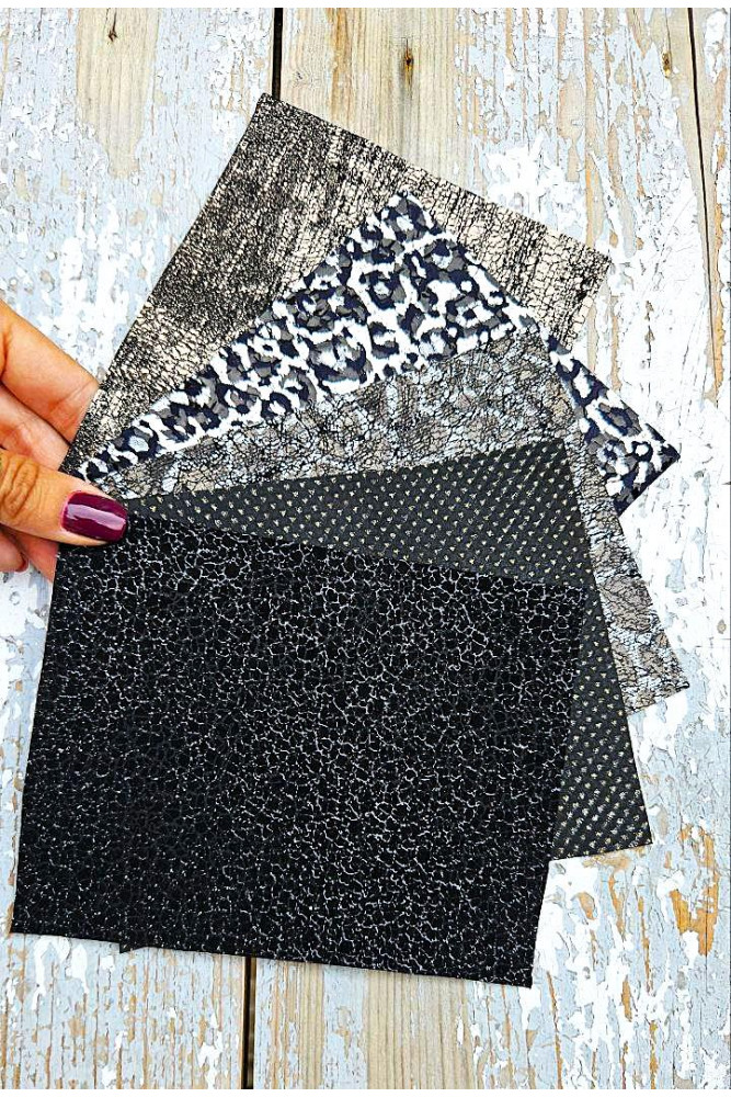 5 Ritagli di pellami unici...