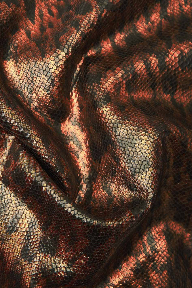 Metallic REPTILE textured leather...