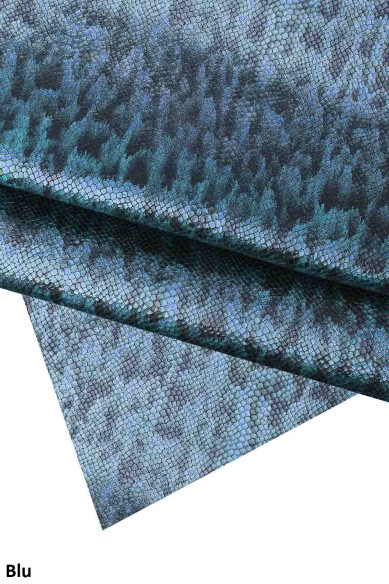 Metallic REPTILE textured leather skin, snake printed goatskin, bright soft skin