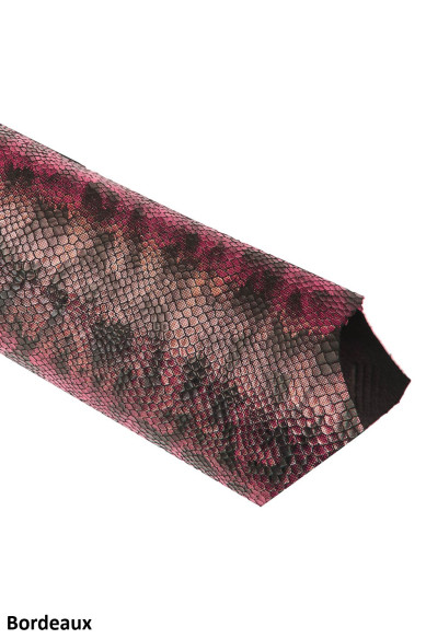 Metallic REPTILE textured leather skin, snake printed goatskin, bright soft skin