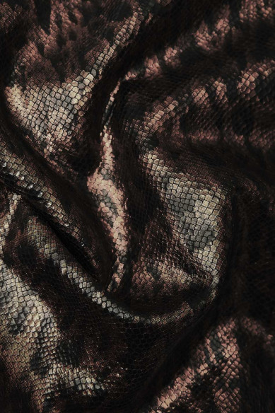 Metallic REPTILE textured leather skin, snake printed goatskin, bright soft skin