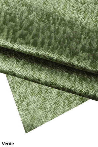 Metallic REPTILE textured leather skin, snake printed goatskin, bright soft skin