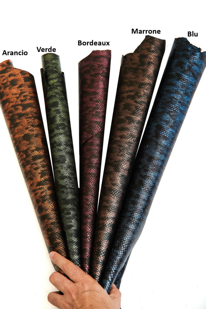 Metallic REPTILE textured leather...