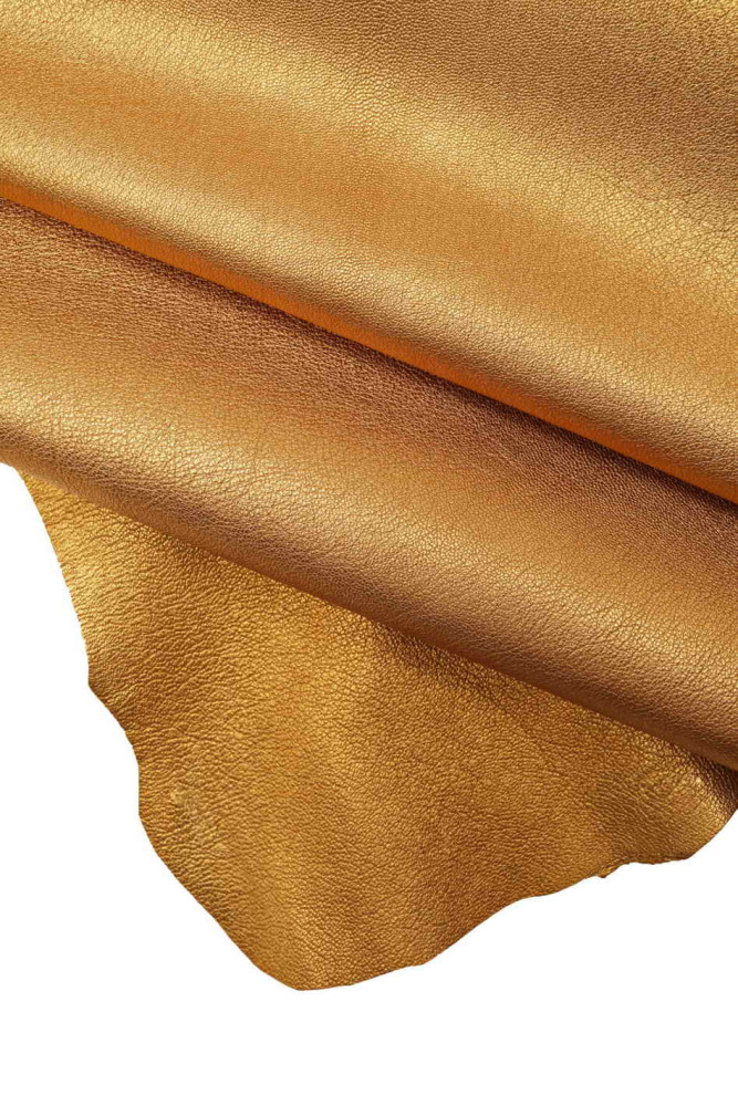 Dark GOLD metallic goatskin, GRAINY...